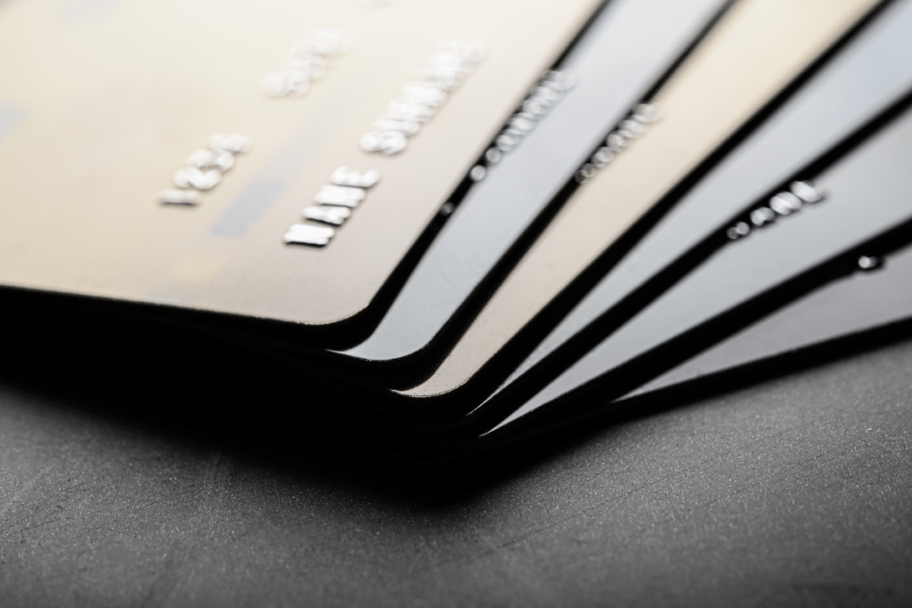 closeup image of credit cards stacked on top of each other